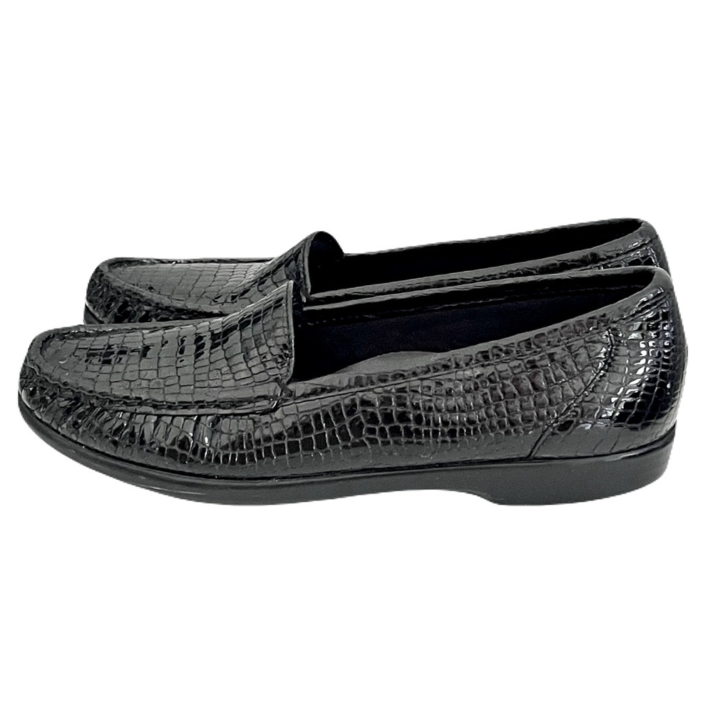 SAS Black Patent Leather Croc-Embossed Simplify Everyday Loafer, Size 8 - Picture 4 of 8